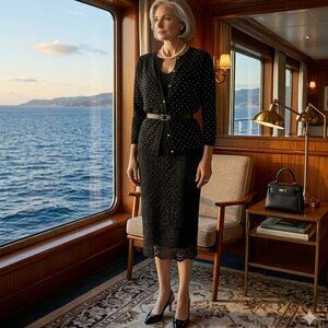 Jones New York Signature Cardigan Faux Pearls Beads & Buttons SZ XL 57% Cotton